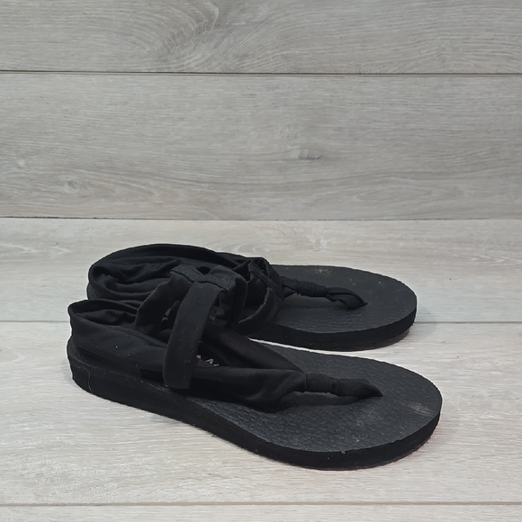 Skechers Yoga Foam Black Women's Sandals Shoes Sz 6 - Picture 1 of 11